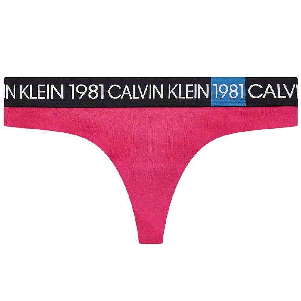 Calvin Klein Damen 1981 Bold Cotton Thong, Quiver – Boxers Briefs