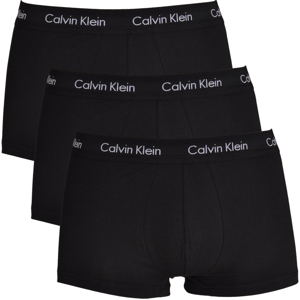 Calvin Klein Cotton Stretch 3 Pack Low Rise Trunk All Black Boxers