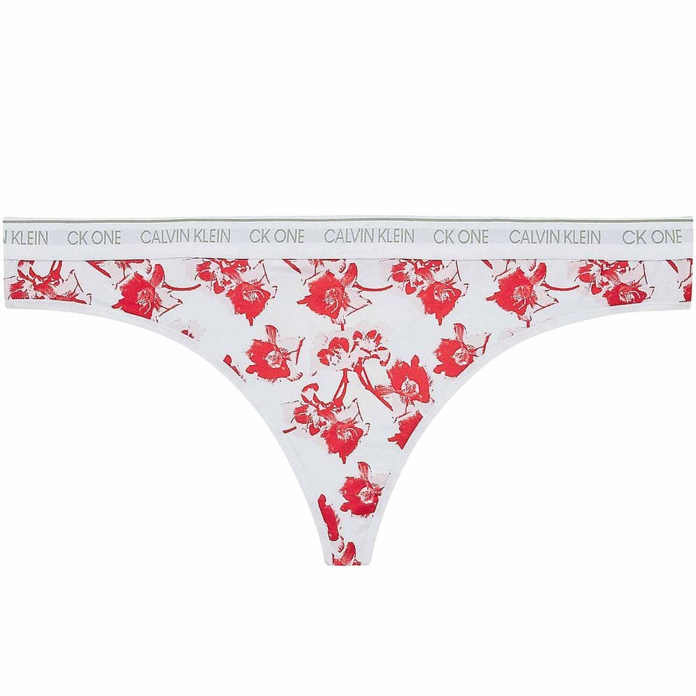 CK One Plus Size Thong, Lilium Print/Strawberry Shake