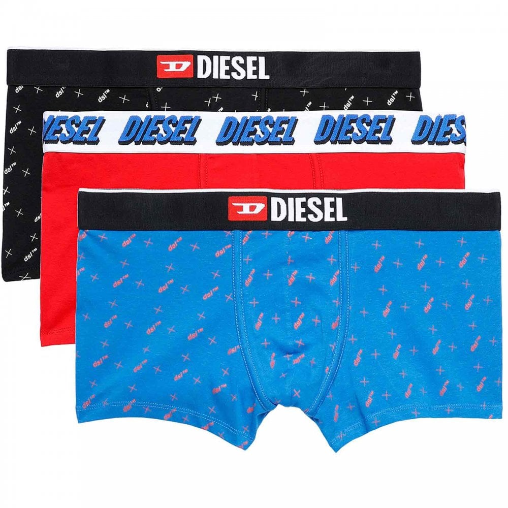 Essential Cotton Stretch 3Pack Boxer Trunk, Blue/Red/Black Boxers