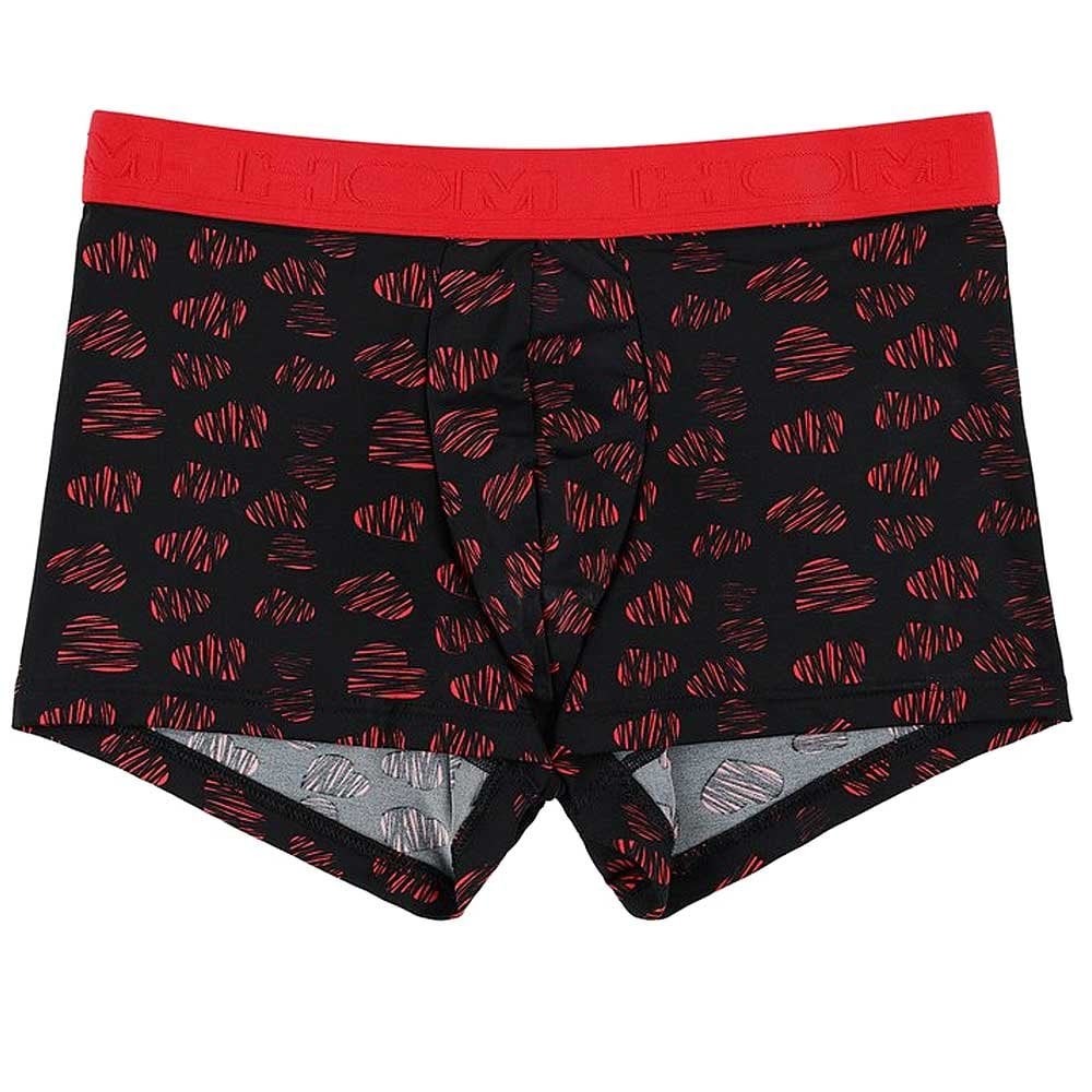 HOM CUPIDON Boxer Briefs Black / Red Heart Print