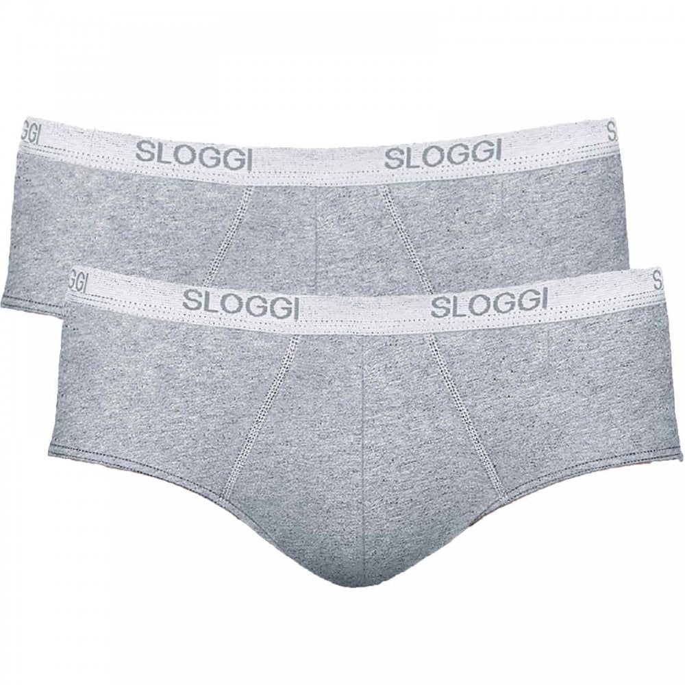 Sloggi Basic 2Pack Midi Brief, Grey Melange BoxersandBriefs