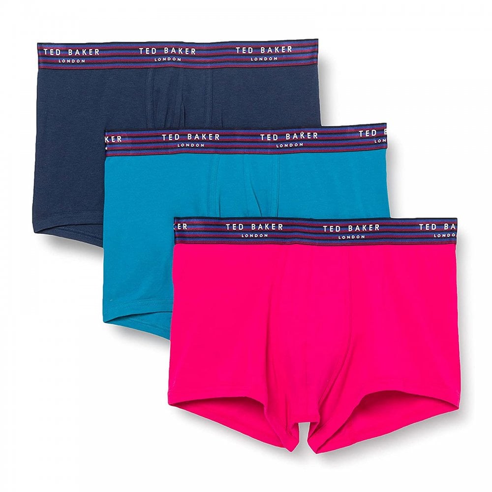 TED BAKER 3Pack Cotton Stretch Trunk, Insignia Blue / Bright Rose