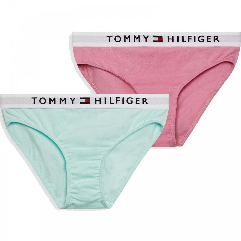 Tommy Hilfiger Girls 2 pack Bikini Brief, Rose Tea/Aqua Glow – Boxers-and- Briefs.net