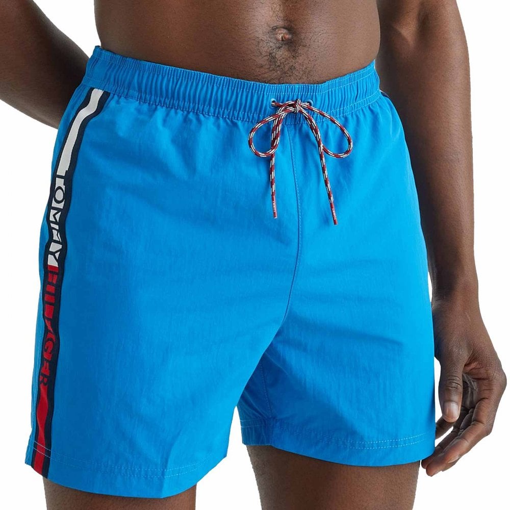 Tommy Hilfiger Logo Tape Swim Shorts, Island Blue – Boxers Briefs