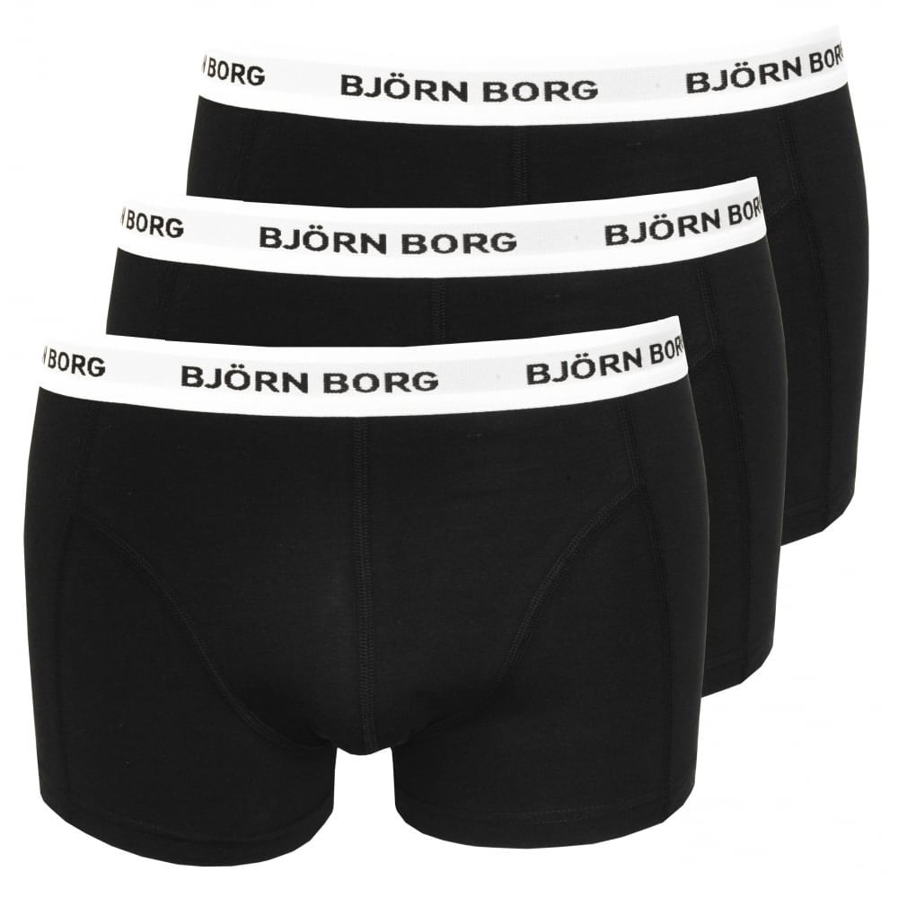 3er-Pack Boxershorts mit weißem Bund, Schwarz