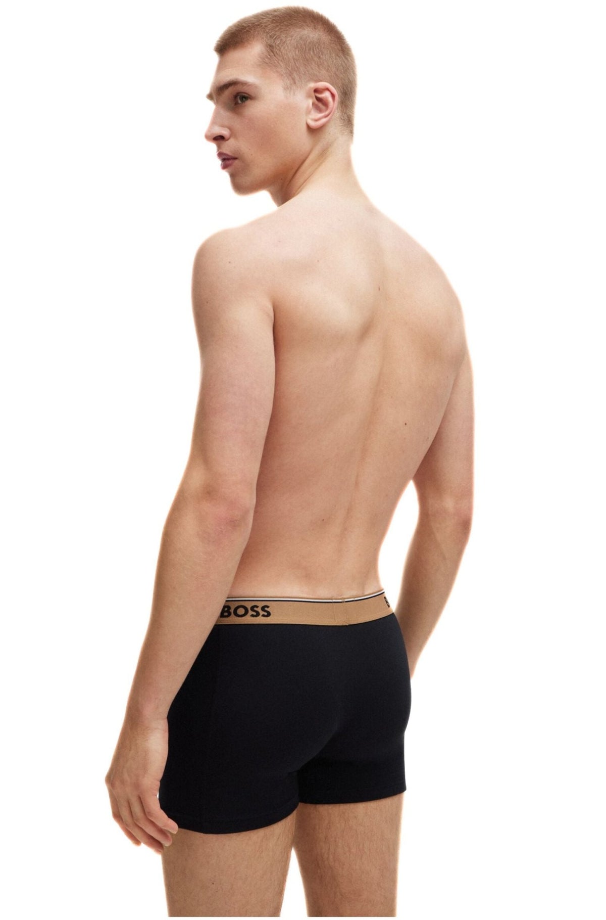 BOSS - 3 - Pack Power Logo Boxer Briefs, Black w/ gold/silver - Boxers - and - Briefs.net