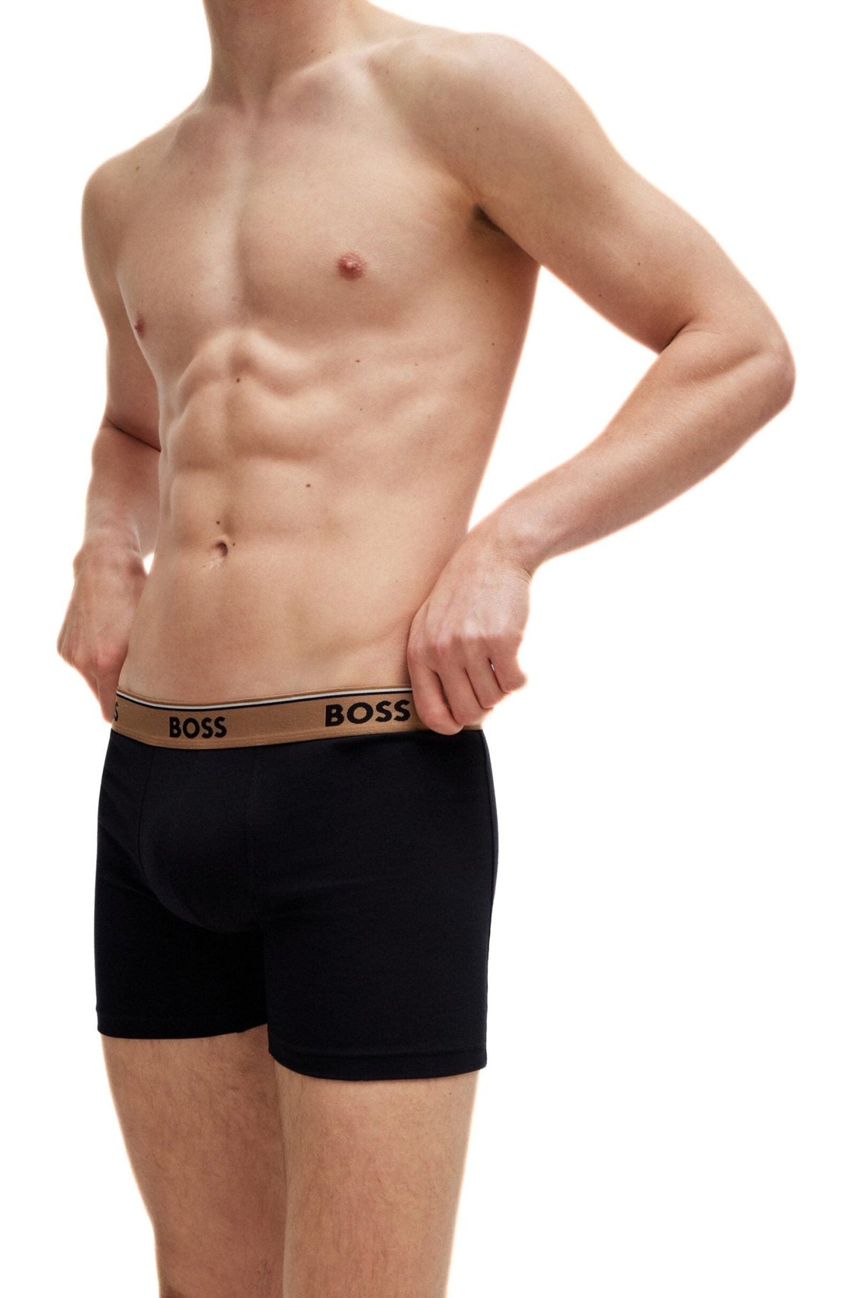 BOSS - 3 - Pack Power Logo Boxer Briefs, Black w/ gold/silver - Boxers - and - Briefs.net