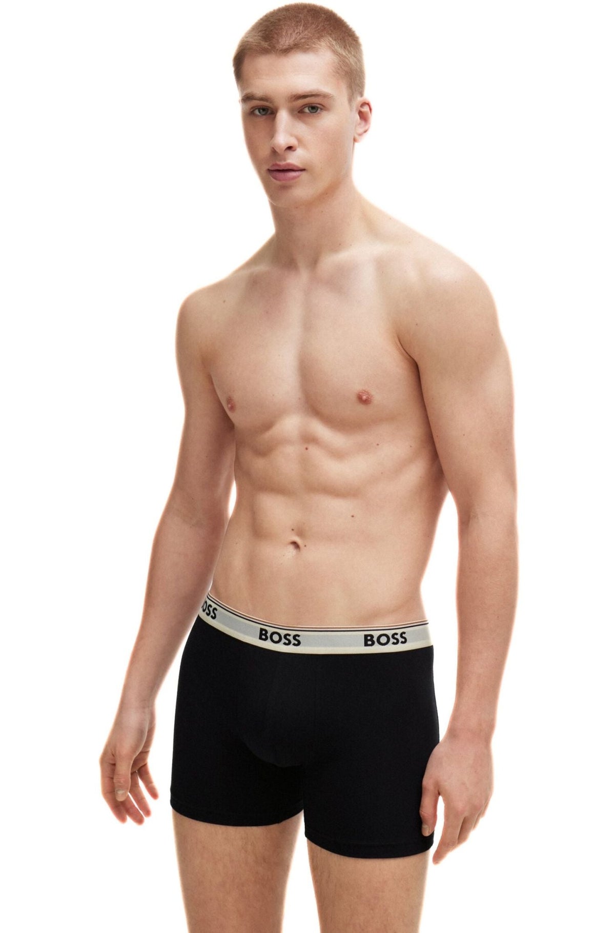 BOSS - 3 - Pack Power Logo Boxer Briefs, Black w/ gold/silver - Boxers - and - Briefs.net