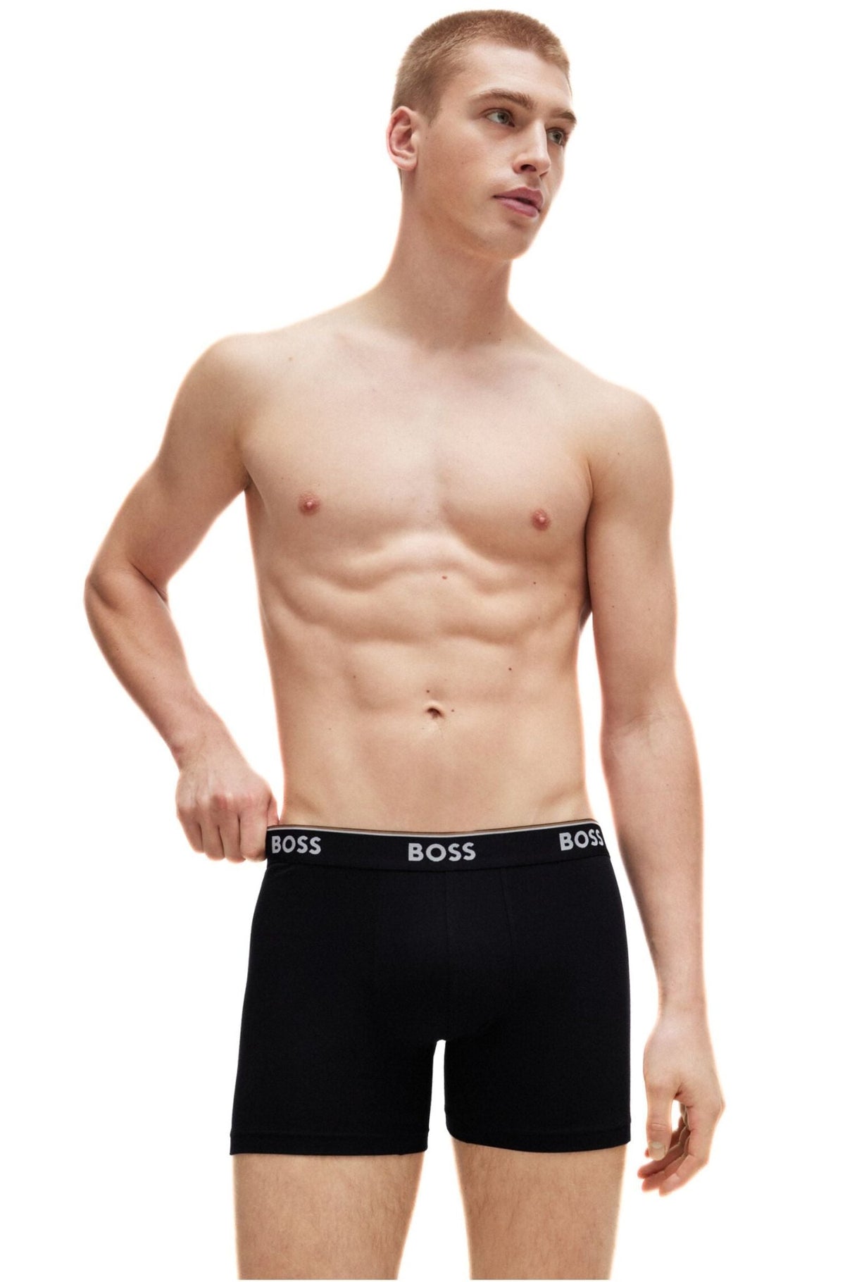 BOSS - 3 - Pack Power Logo Boxer Briefs, Black w/ gold/silver - Boxers - and - Briefs.net