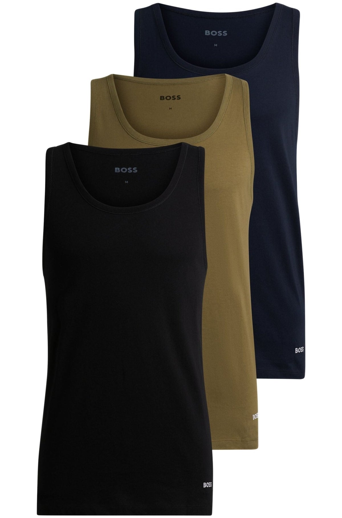 BOSS - 3 - Pack Classic - Fit Tank Top Vests, Black/Khaki/Navy - Boxers - and - Briefs.net