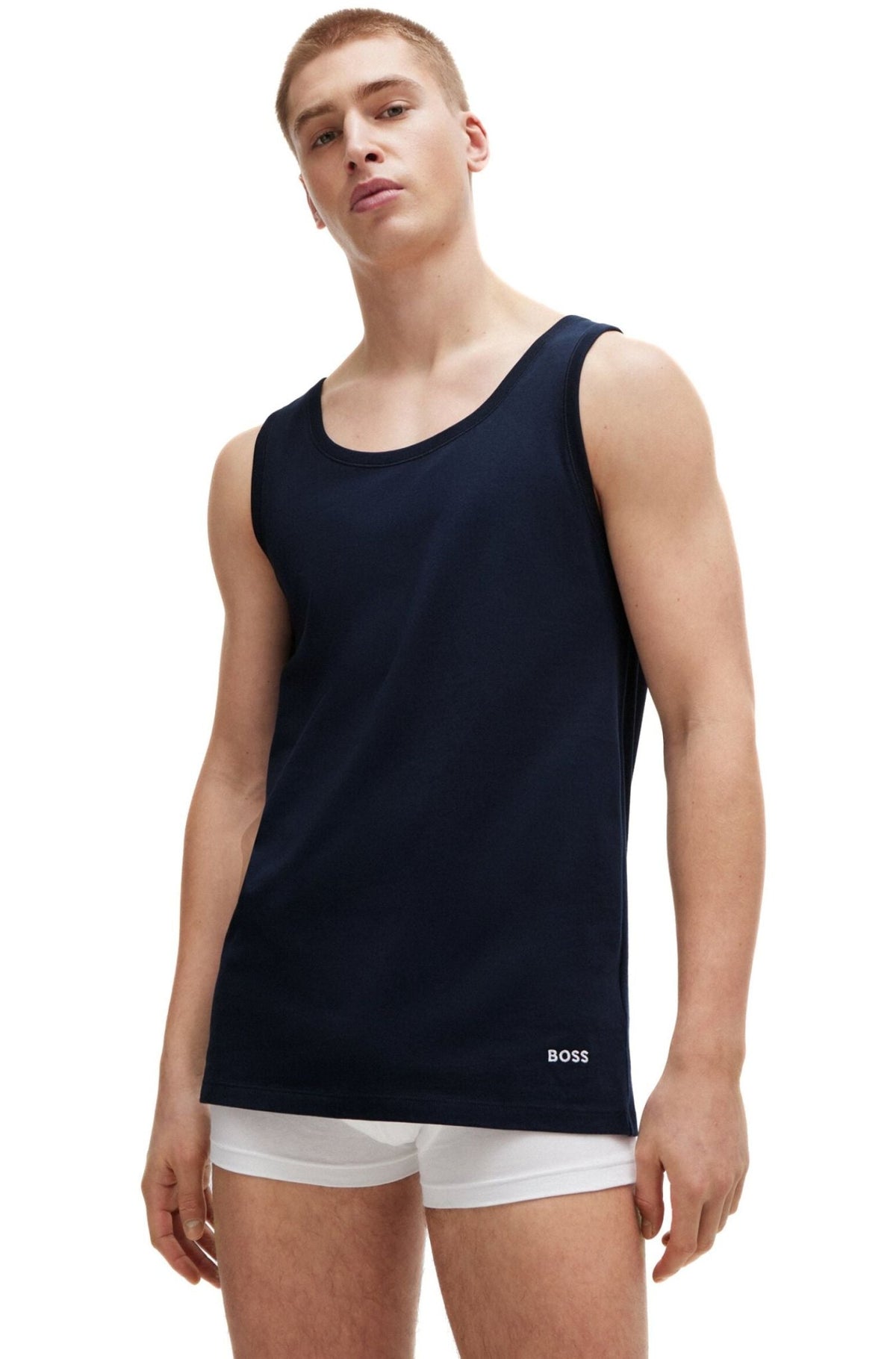 BOSS - 3 - Pack Classic - Fit Tank Top Vests, Black/Khaki/Navy - Boxers - and - Briefs.net