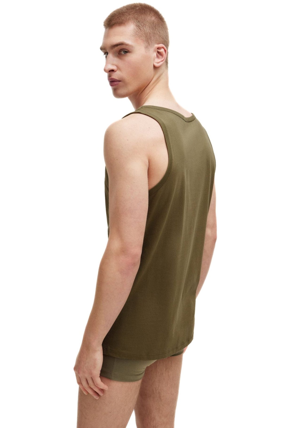 BOSS - 3 - Pack Classic - Fit Tank Top Vests, Black/Khaki/Navy - Boxers - and - Briefs.net