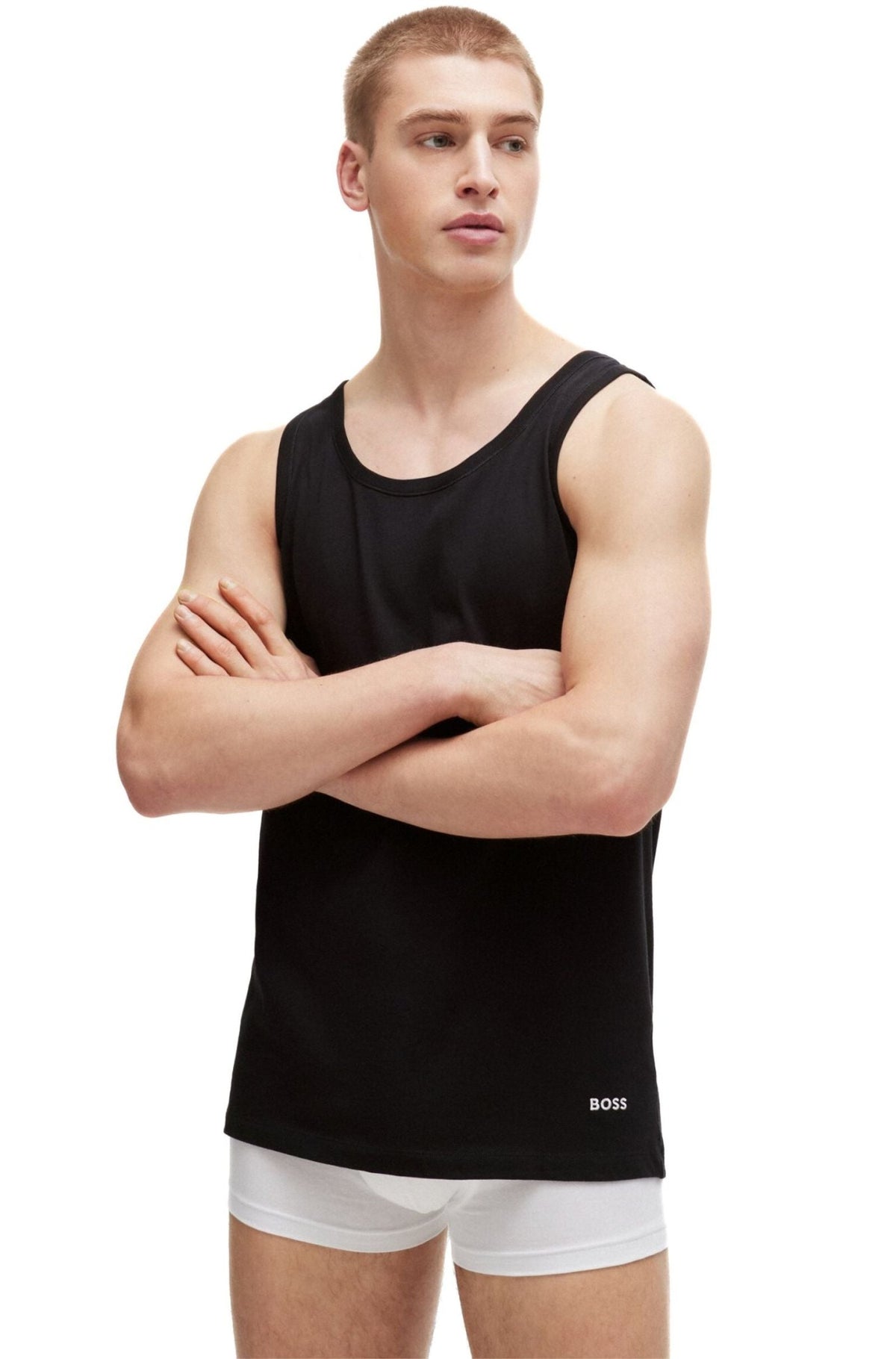 BOSS - 3 - Pack Classic - Fit Tank Top Vests, Black/Khaki/Navy - Boxers - and - Briefs.net