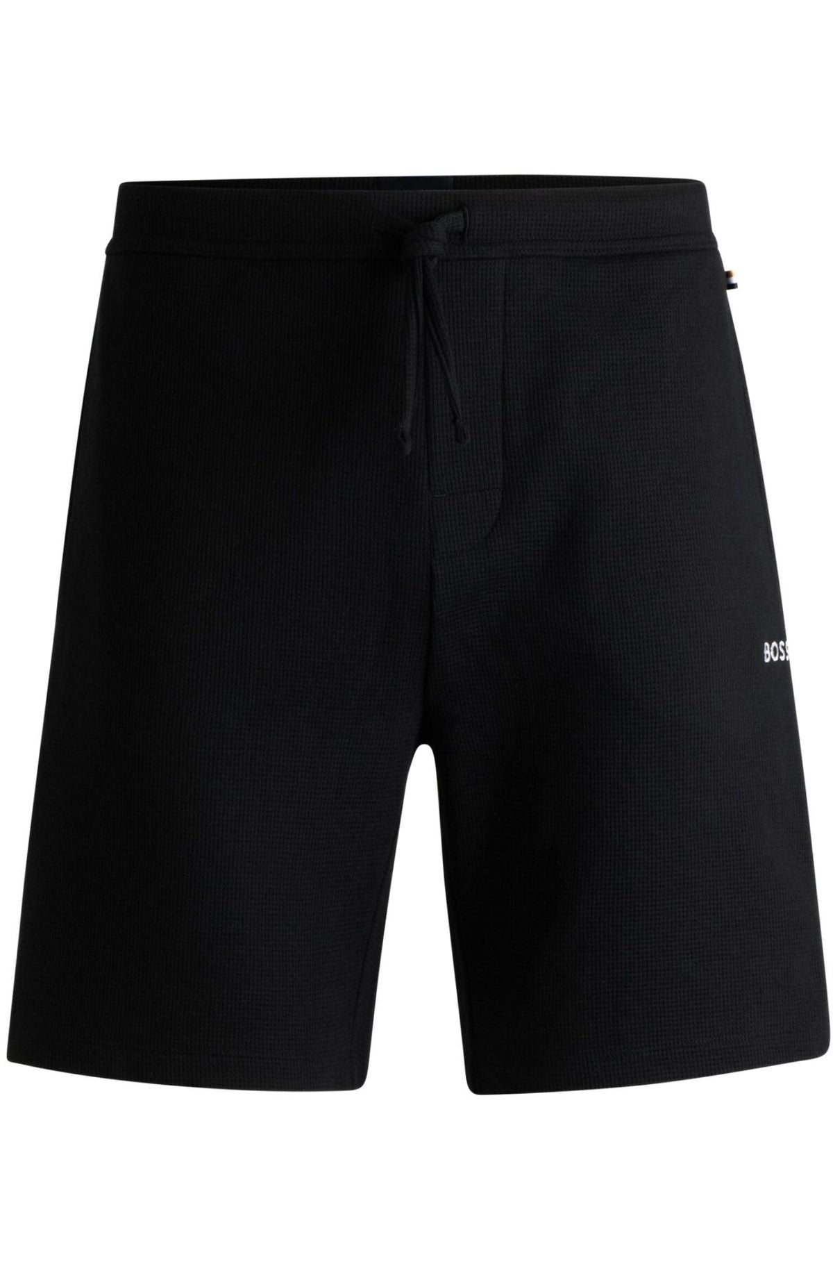 BOSS - Lightweight Mini Waffle Lounge Shorts, Black - Boxers - and - Briefs.net