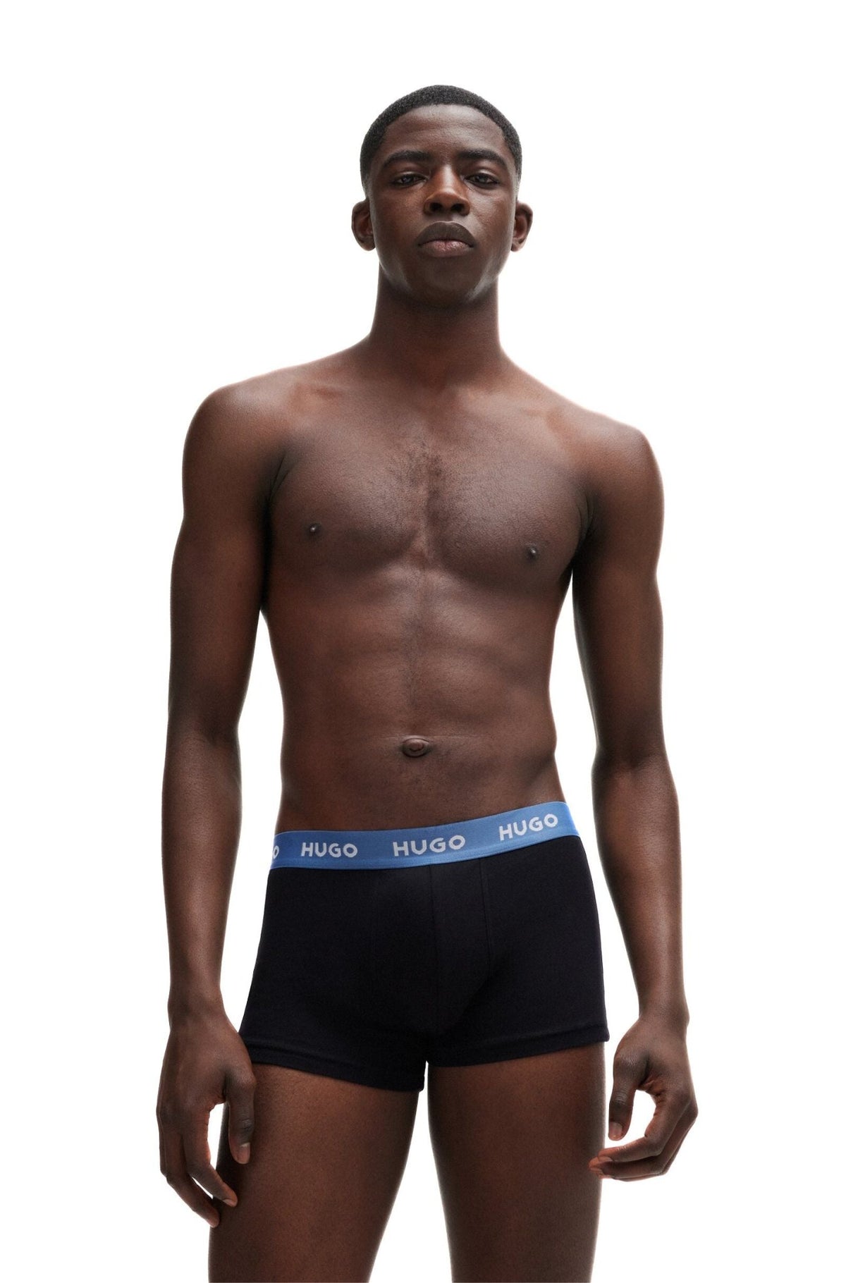 HUGO - 3 - Pack Classic Logo Boxer Trunks, Black w/ orange/blue/mint - Boxers - and - Briefs.net