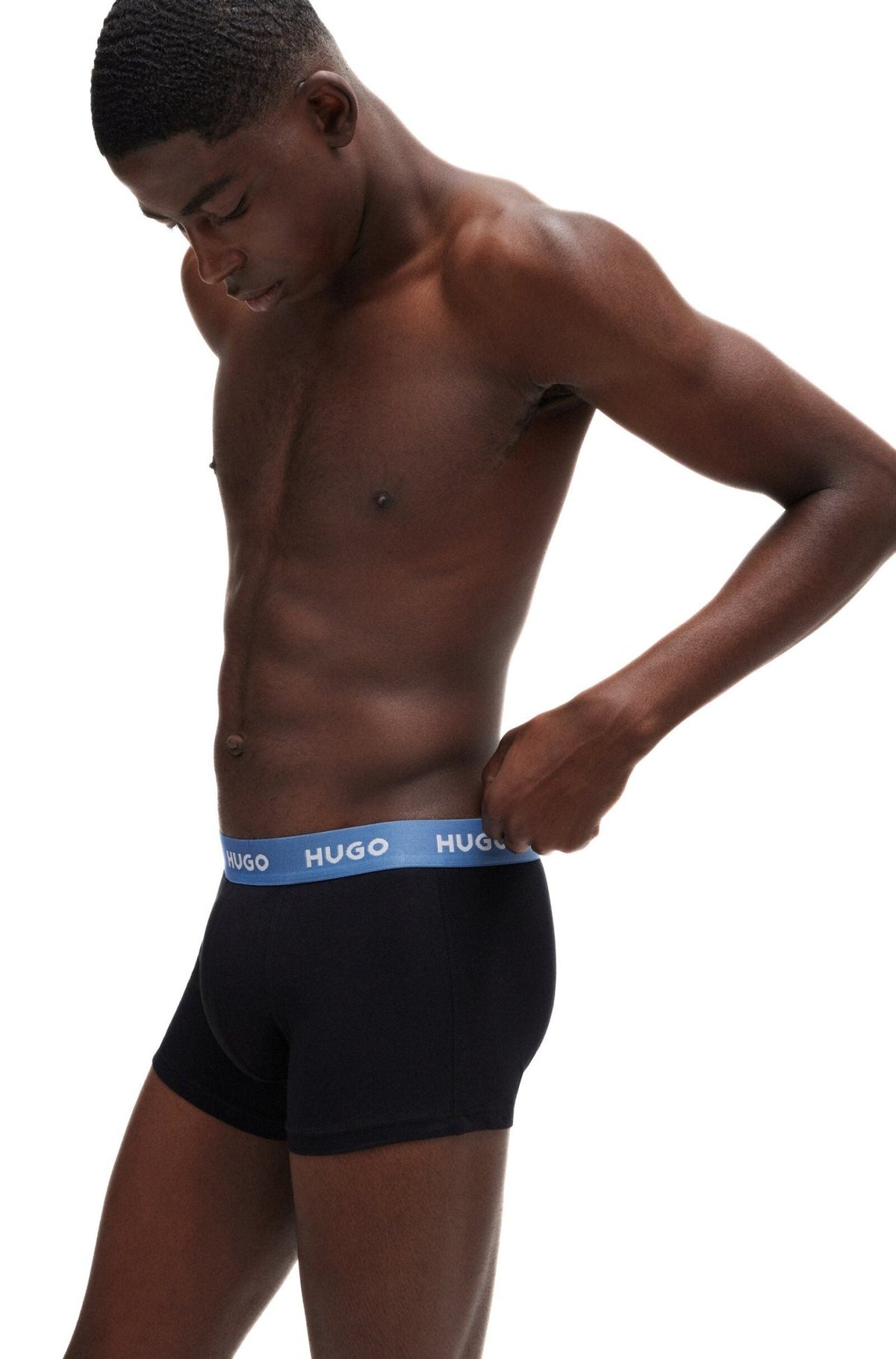 HUGO - 3 - Pack Classic Logo Boxer Trunks, Black w/ orange/blue/mint - Boxers - and - Briefs.net