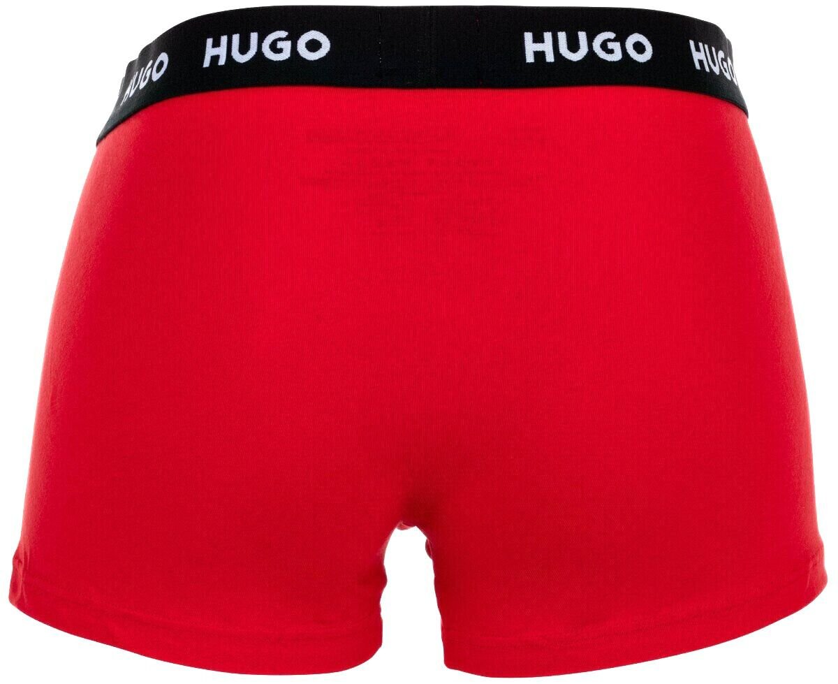 HUGO - 3 - Pack Classic Logo Boxer Trunks, Black/Red/Khaki - Boxers - and - Briefs.net