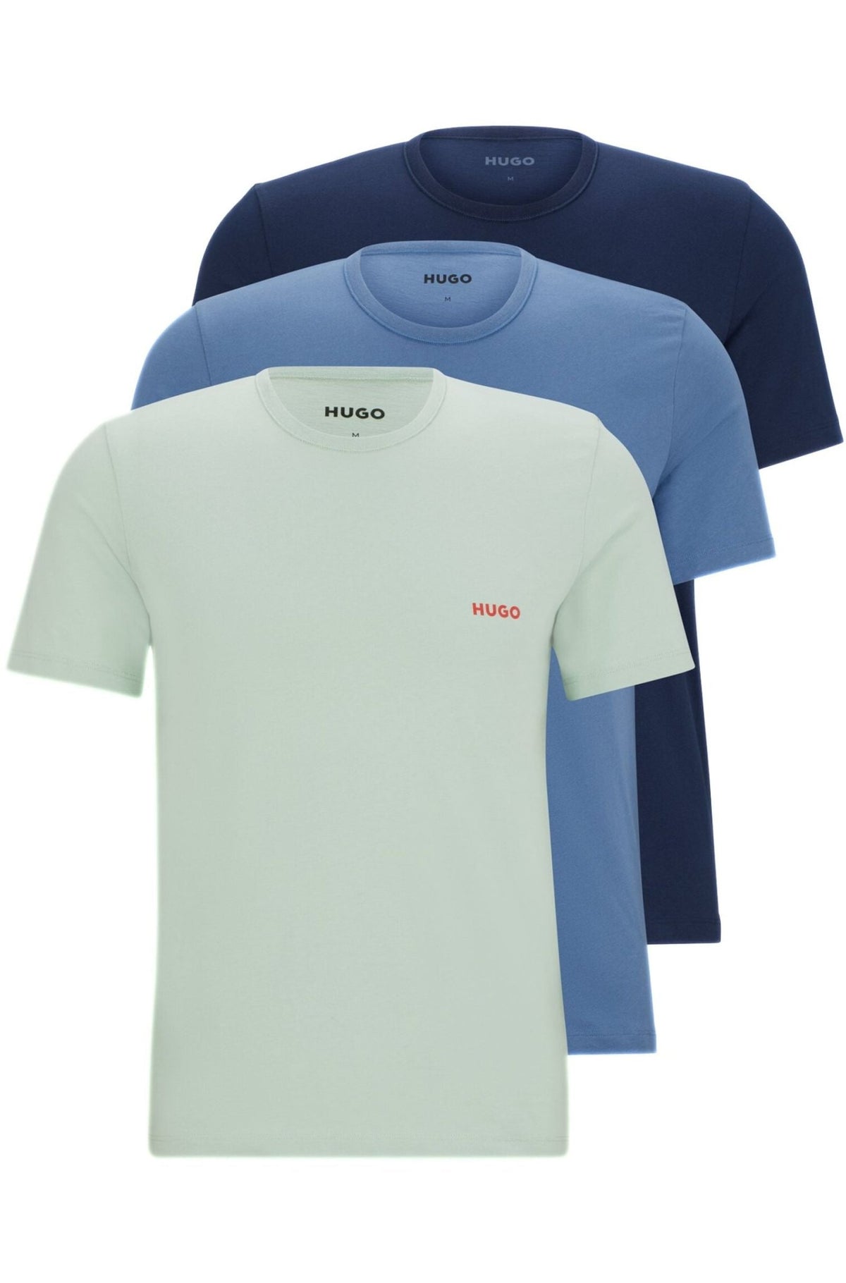 HUGO - 3 - Pack Crew - Neck T-Shirts, Navy/Mint/Blue - Boxers - and - Briefs.net