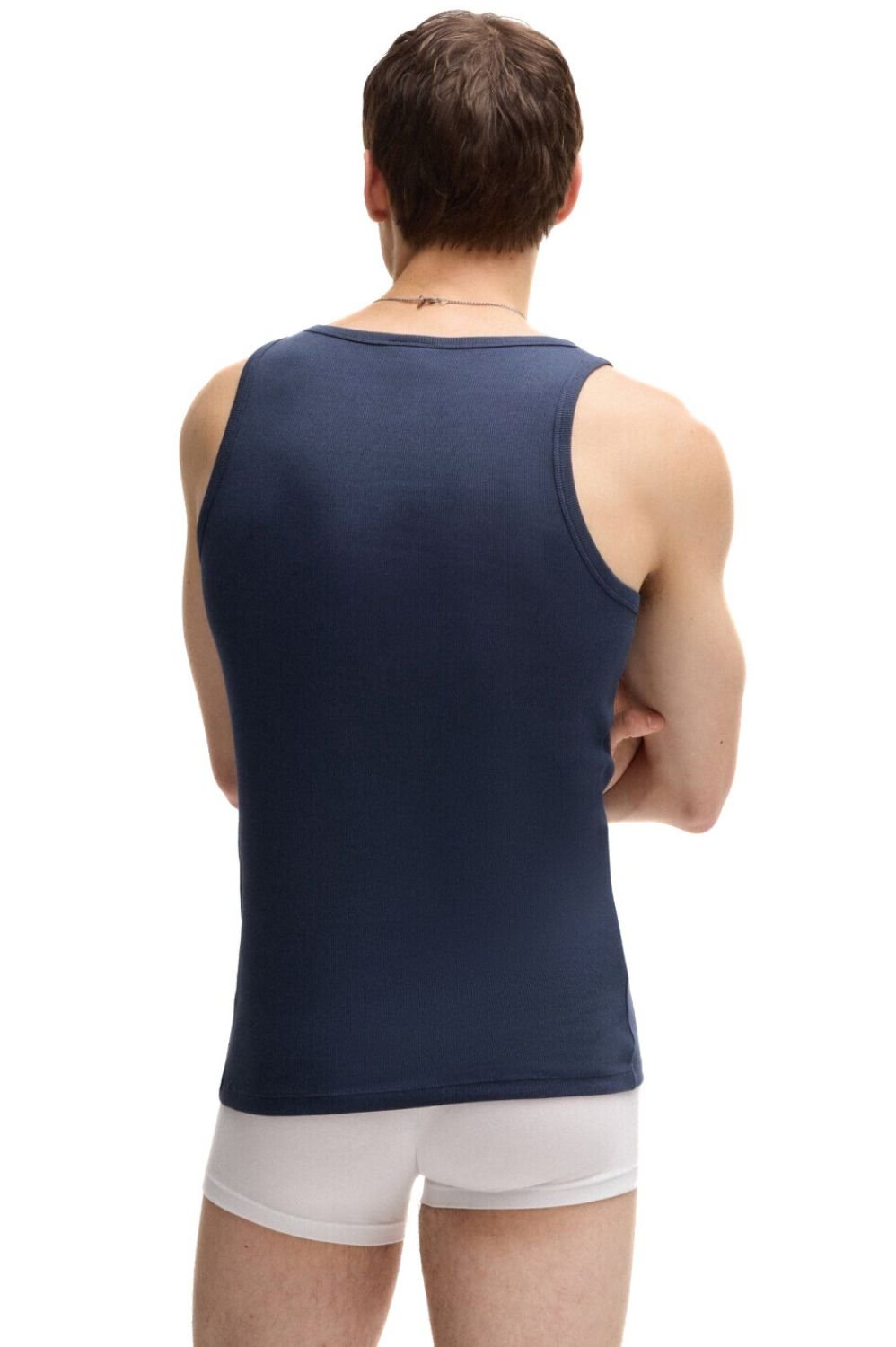 HUGO - 2 - Pack Ribbed Tank Top Vests, Mint/Navy - Boxers - and - Briefs.net