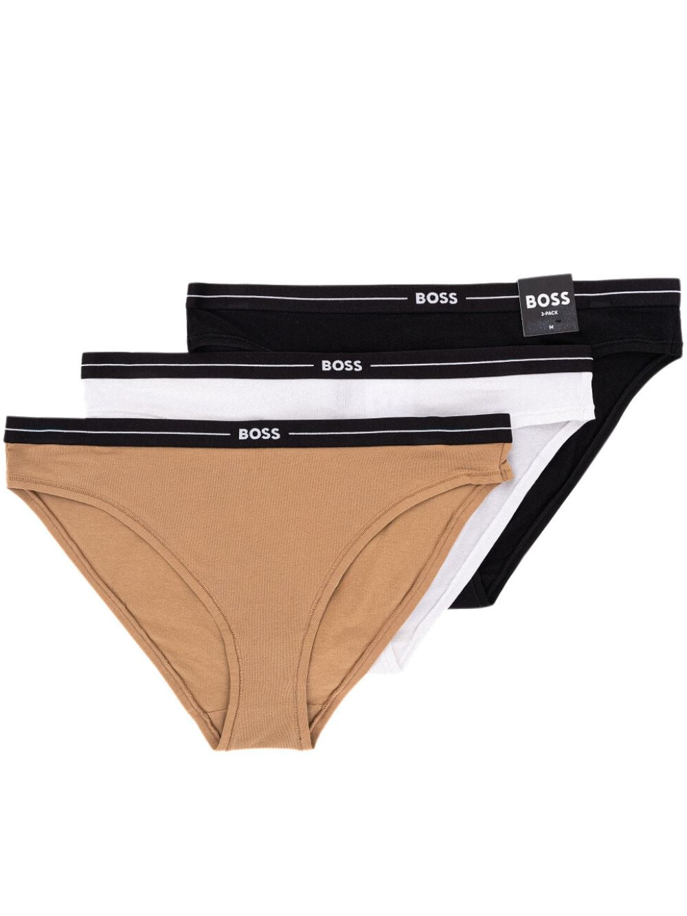 BOSS - 3 - Pack Power Logo Briefs, Black/White/Beige - Boxers - and - Briefs.net