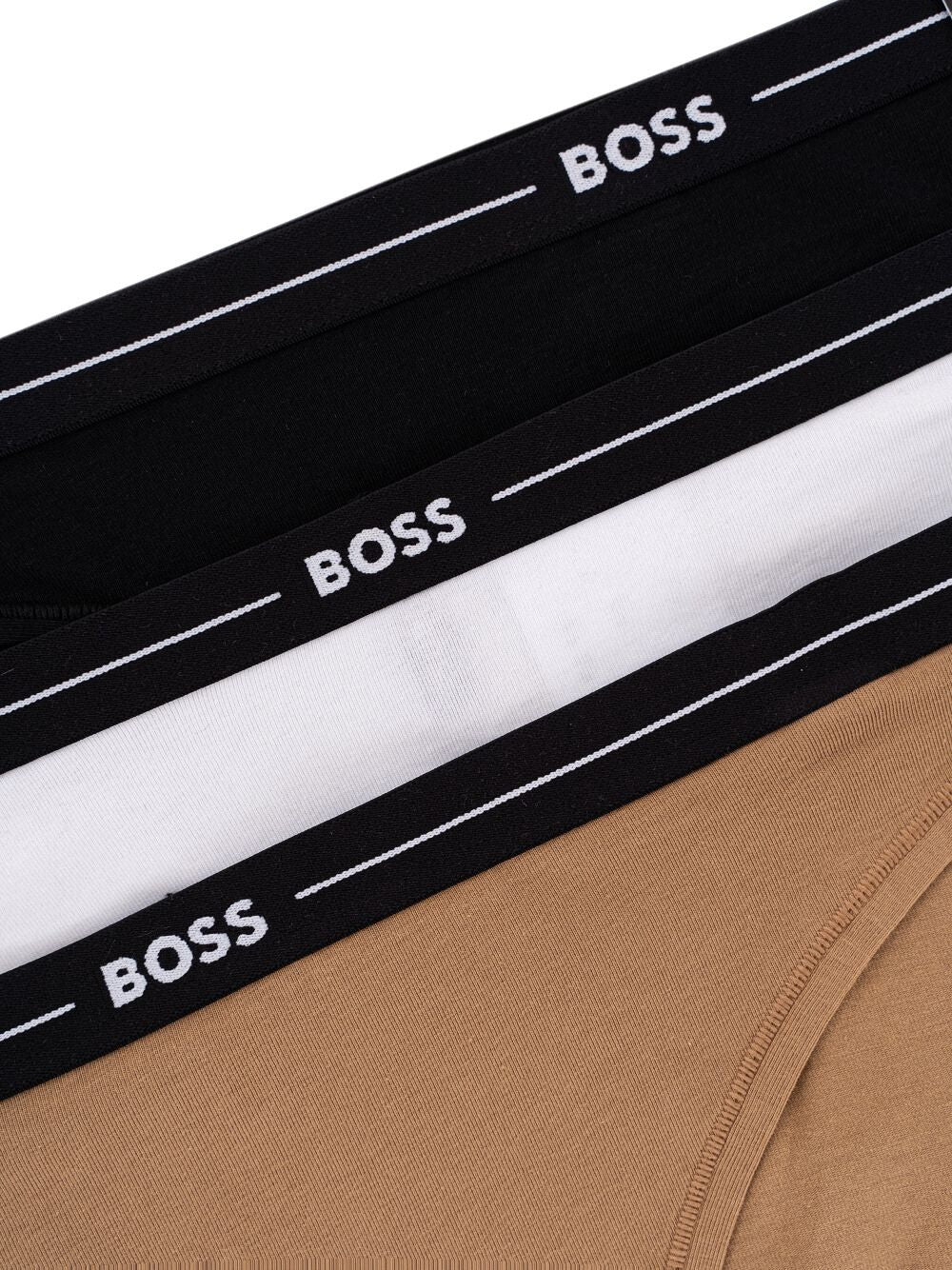 BOSS - 3 - Pack Power Logo Briefs, Black/White/Beige - Boxers - and - Briefs.net