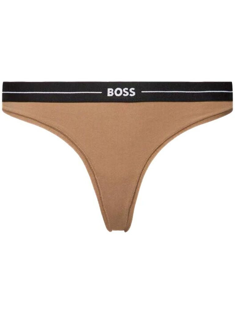 BOSS - 3 - Pack Power Logo Thongs, Black/White/Beige - Boxers - and - Briefs.net