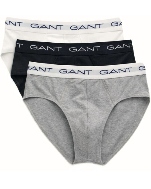 Gant - 3 - Pack Classic Logo Men's Briefs, Black/White/Grey - Boxers - and - Briefs.net