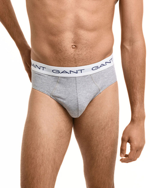 Gant - 3 - Pack Classic Logo Men's Briefs, Black/White/Grey - Boxers - and - Briefs.net