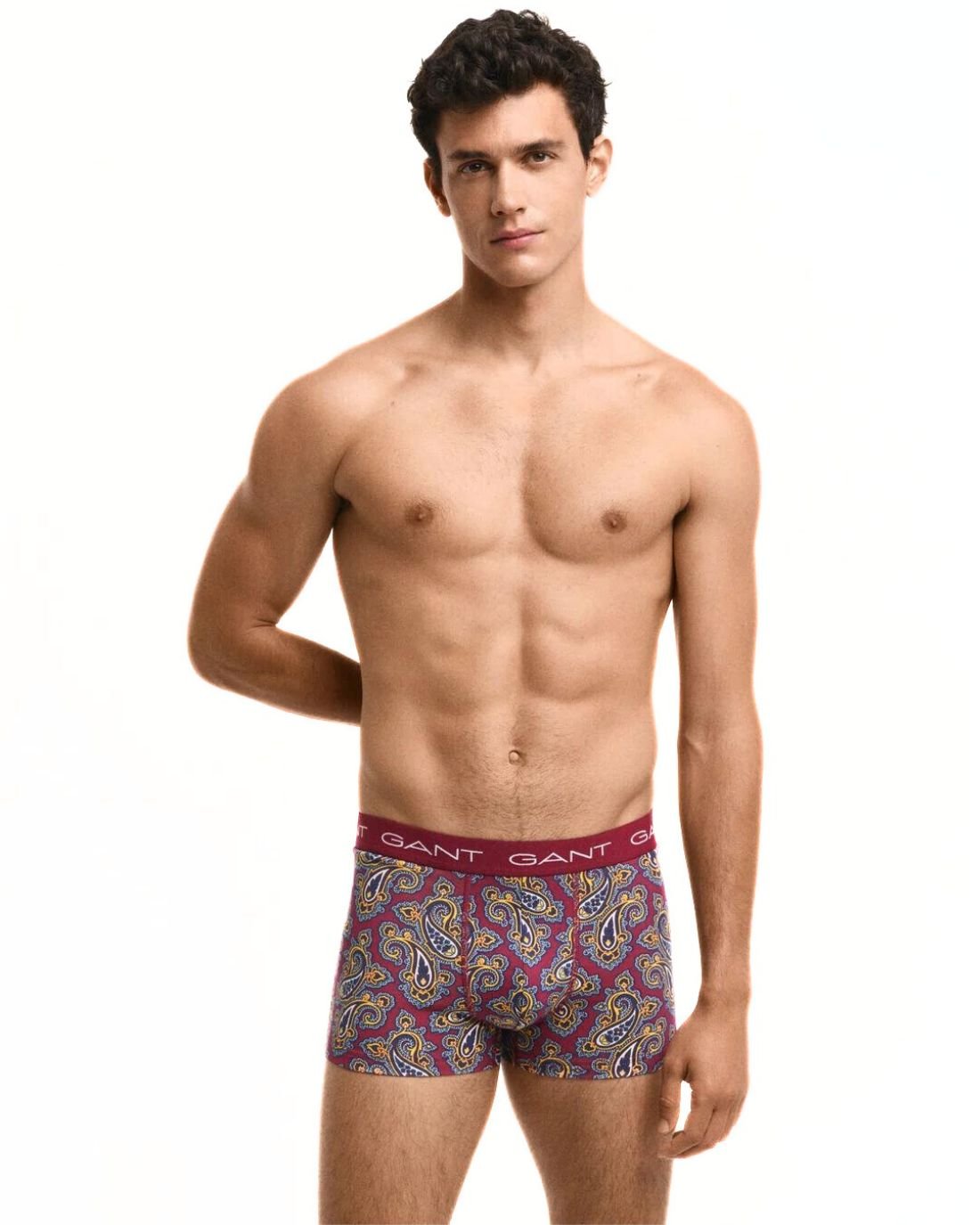 Gant - 3 - Pack Paisley Print Boxer Trunks, Burgundy/navy - Boxers - and - Briefs.net