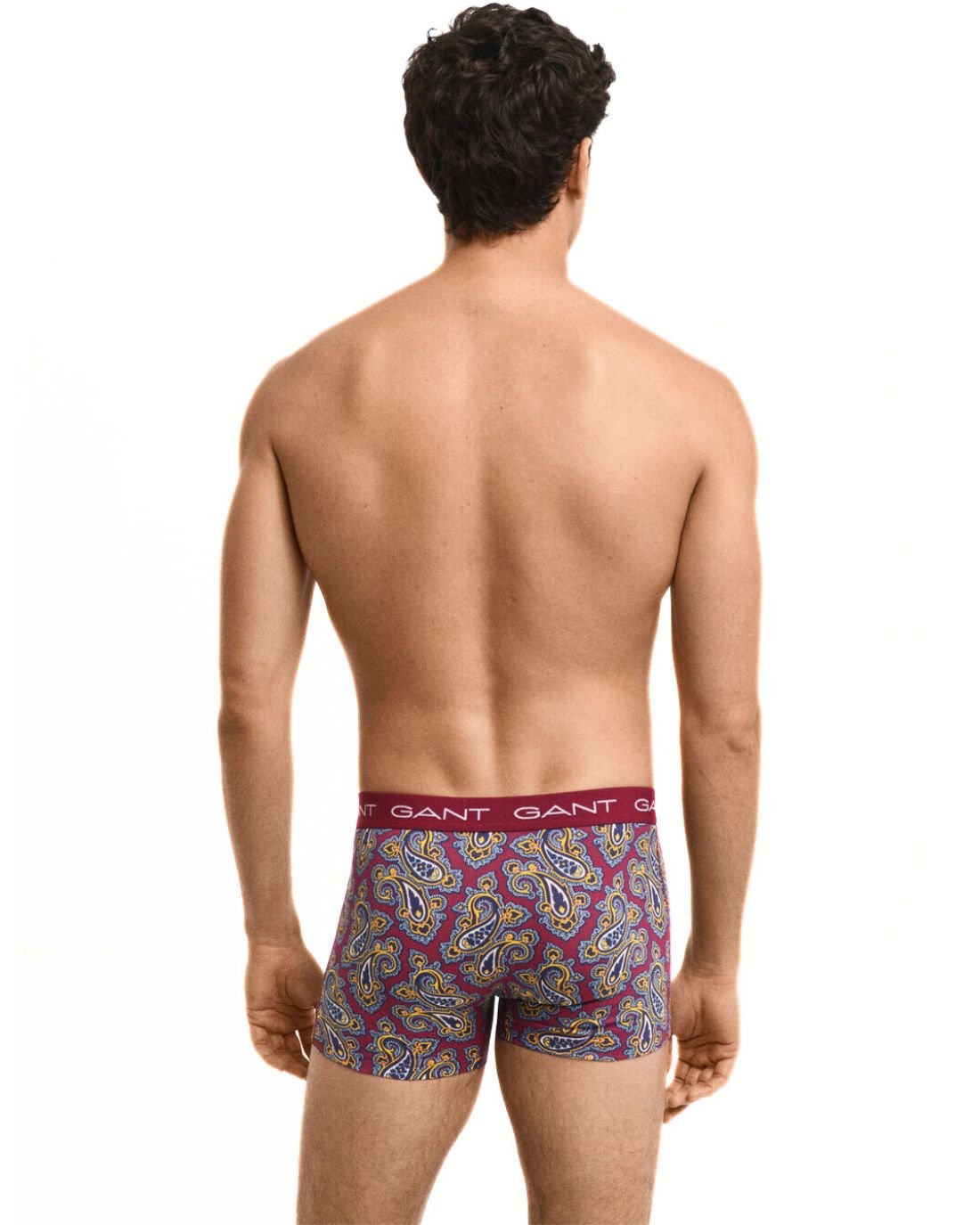 Gant - 3 - Pack Paisley Print Boxer Trunks, Burgundy/navy - Boxers - and - Briefs.net