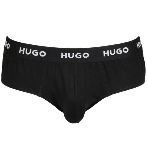 HUGO - 3 - Pack Classic Logo Briefs, Black w/ purple/khaki - Boxers - and - Briefs.net