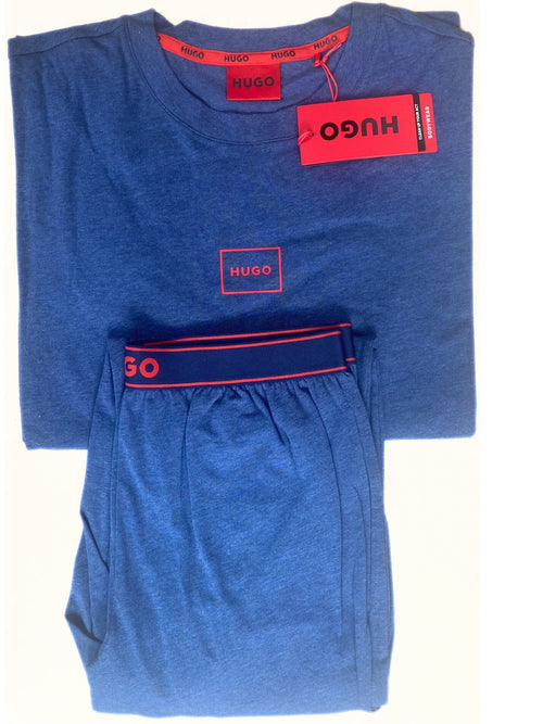 HUGO - Laze Relaxed - Fit Jersey Loungewear Set, Marl Blue - Boxers - and - Briefs.net