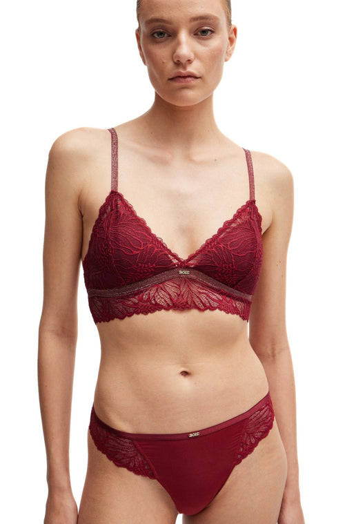 BOSS - Bianca Lace Triangle Bra, Burgundy Red - Boxers - and - Briefs.net