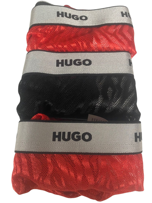 3-Pack Classic Logo Lace Thongs Gift Set, Red/black w/ silver