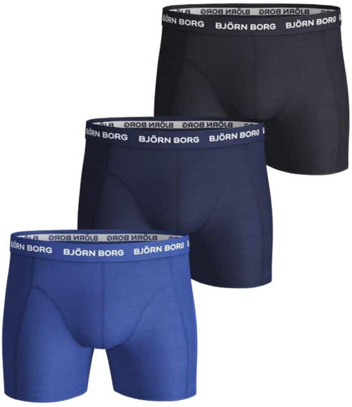 Bjorn Borg - 3 - Pack Classic Logo Boxer Trunks, Blue Mix - Boxers - and - Briefs.net
