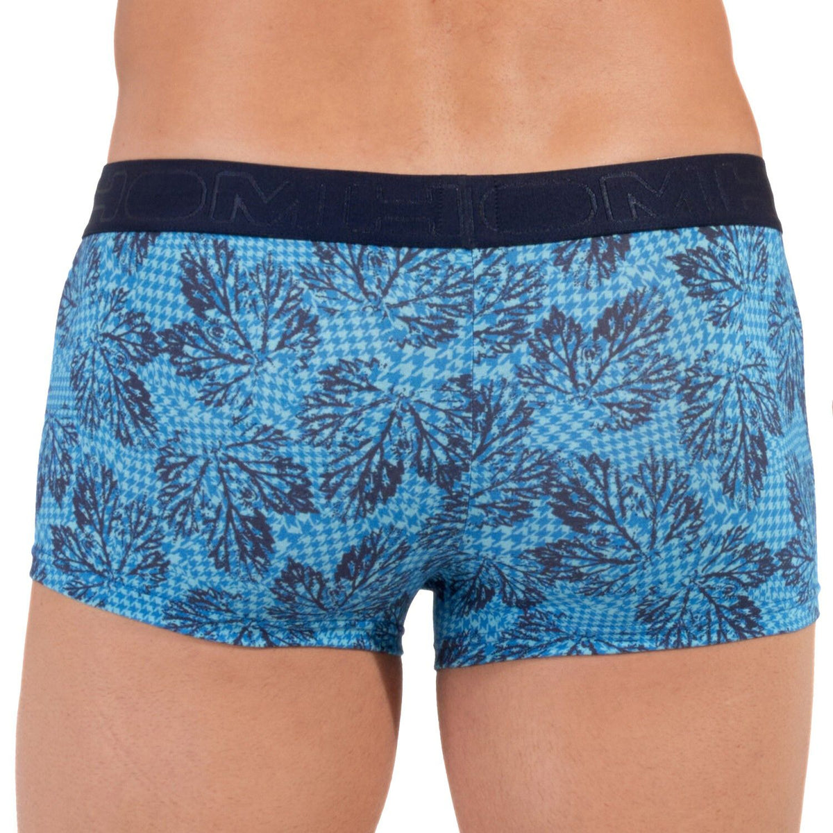 HOM - Douro Leaves Print Boxer Trunk, Blue - Boxers - and - Briefs.net