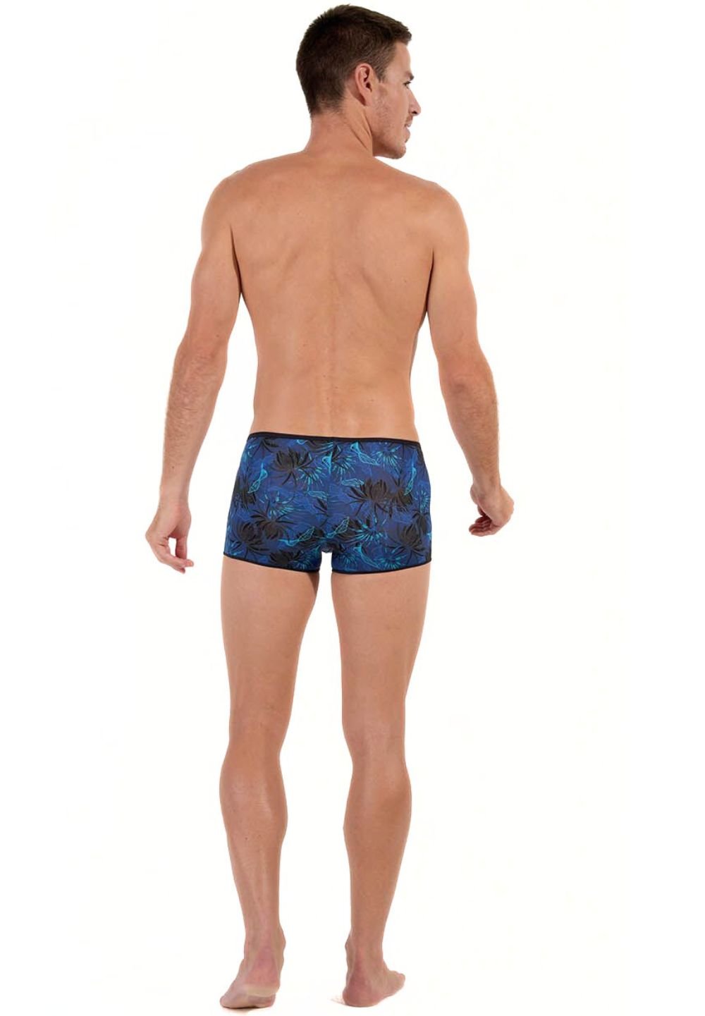 HOM - Temptation Palay Flowers Boxer Trunk, Blue - Boxers - and - Briefs.net