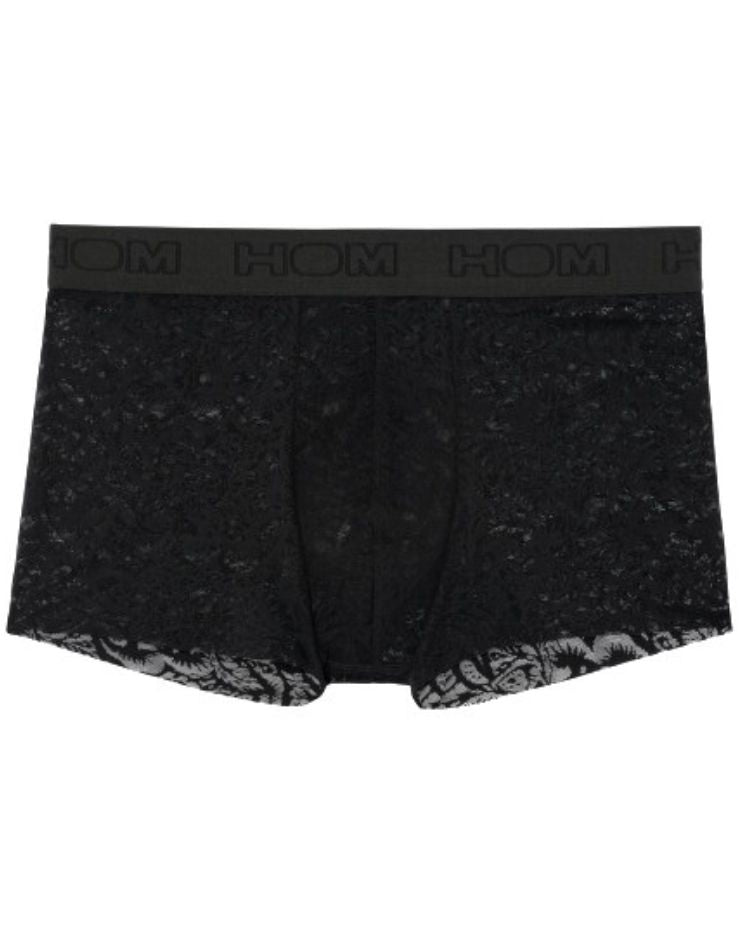 HOM - Temptation Free Cut Lace Boxer Trunk, Black - Boxers - and - Briefs.net