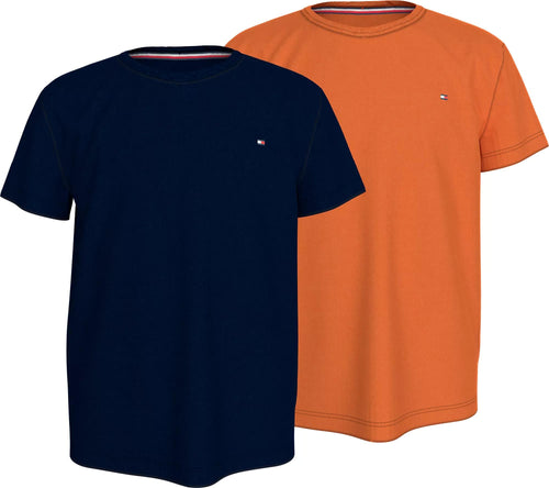 Tommy Hilfiger - 2 - Pack Flag Logo Boys T-Shirts, Desert Sky / Orange - Boxers - and - Briefs.net