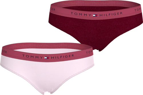 Tommy Hilfiger - Girls 2 - Pack Heritage Logo Bikini Briefs, Light Pink / Deep Rouge - Boxers - and - Briefs.net
