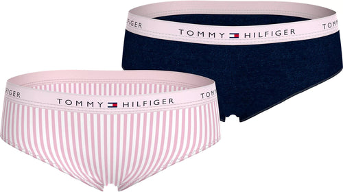 Tommy Hilfiger - Girls 2 - Pack Ithica Stripe Print Hipster Briefs, Pink/Navy - Boxers - and - Briefs.net