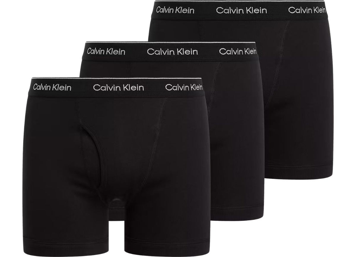 Calvin Klein - 3 - Pack Pure Cotton Keyhole Boxer Briefs, Black - Boxers - and - Briefs.net