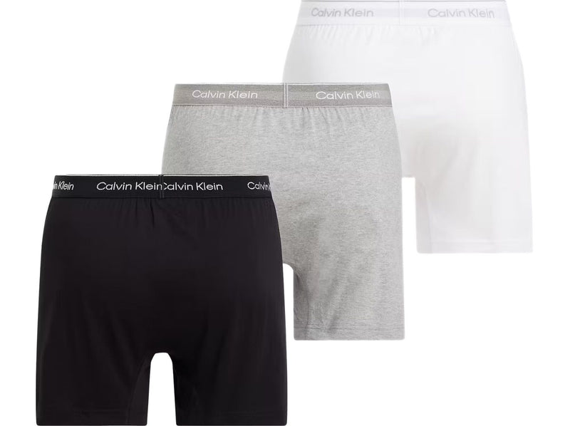 Calvin Klein - 3 - Pack Pure Cotton Button - Fly Boxer Briefs, Black/White/Grey - Boxers - and - Briefs.net