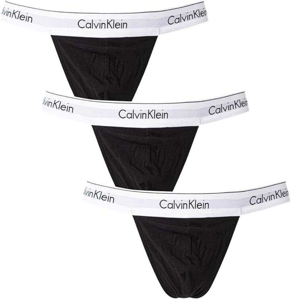 Calvin Klein - 3 - Pack Modern Cotton Men's Thongs, Black/white - Boxers - and - Briefs.net