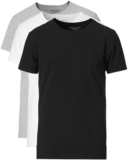 Tommy Hilfiger - 3 - Pack Stretch Cotton T-Shirts, Black/White/Grey - Boxers - and - Briefs.net