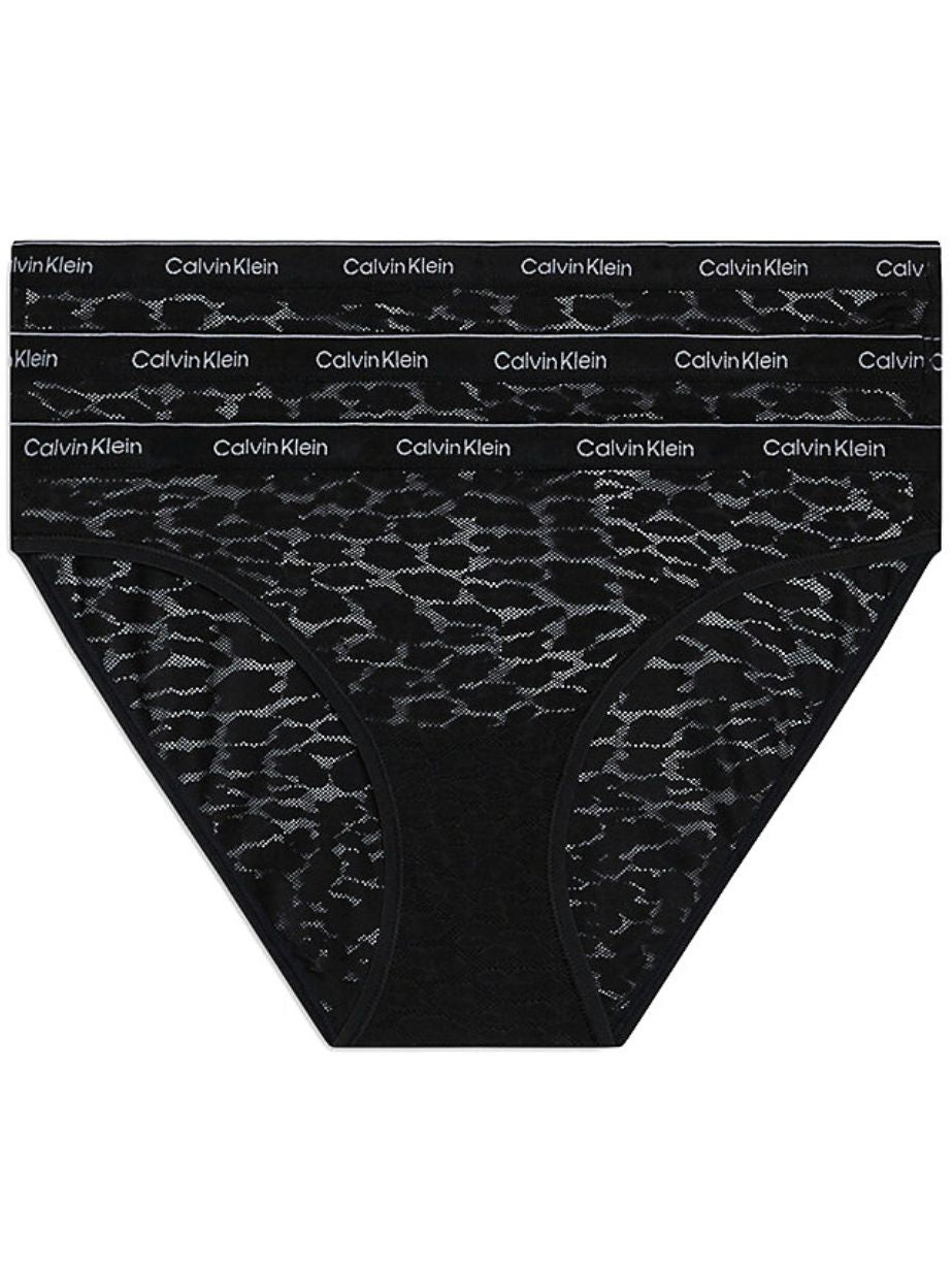 Calvin Klein - 3 - Pack Modern Logo Lace Bikini Briefs, Black - Boxers - and - Briefs.net