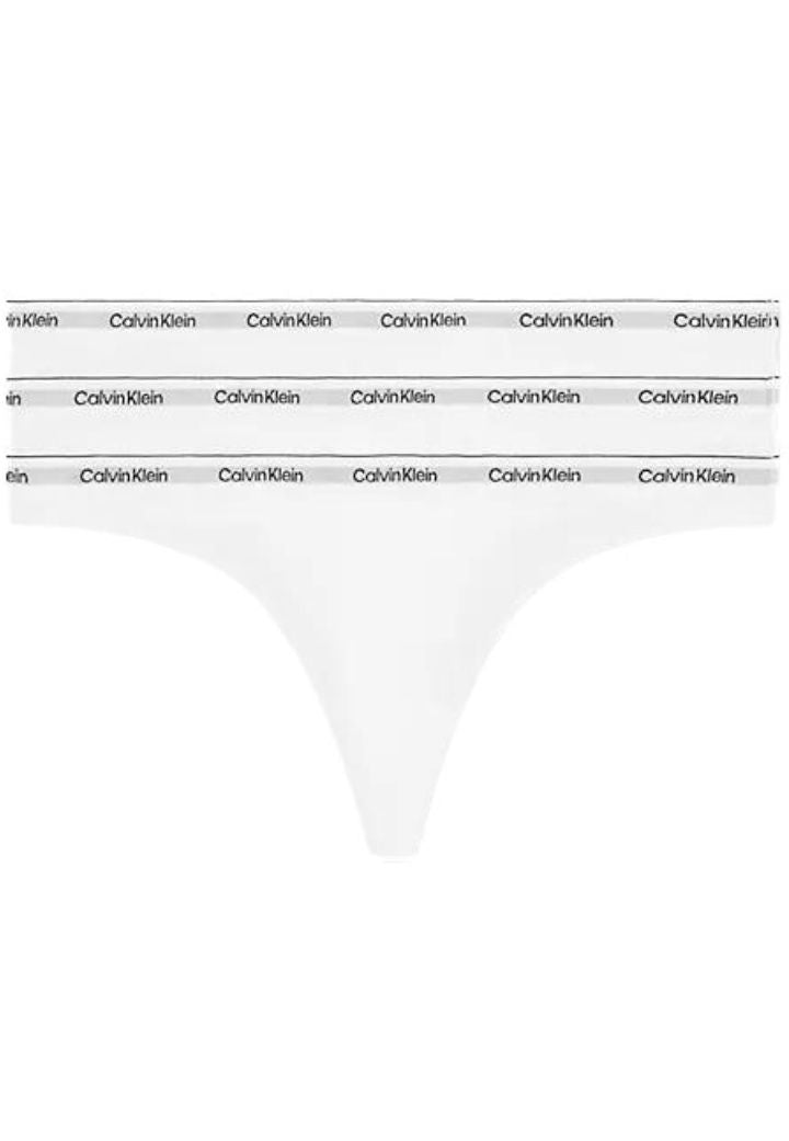 Calvin Klein - 3 - Pack Modern Logo Thongs, White - Boxers - and - Briefs.net