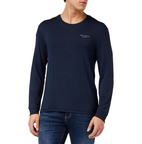 Ted Baker - Long - Sleeved Luxe Modal Lounge Top, Navy - Boxers - and - Briefs.net