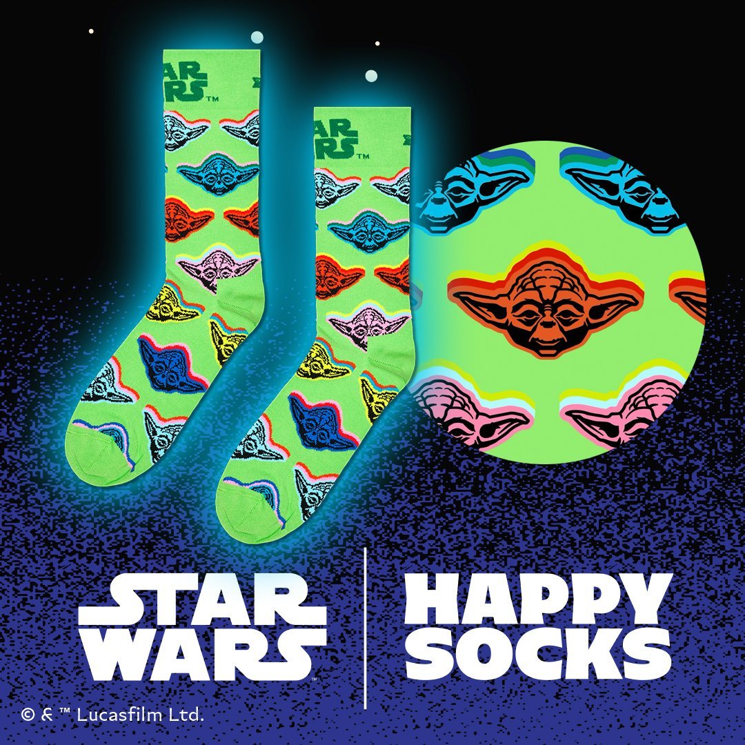 Happy Socks - Star Wars Yoda Socks, Light Green - Boxers - and - Briefs.net